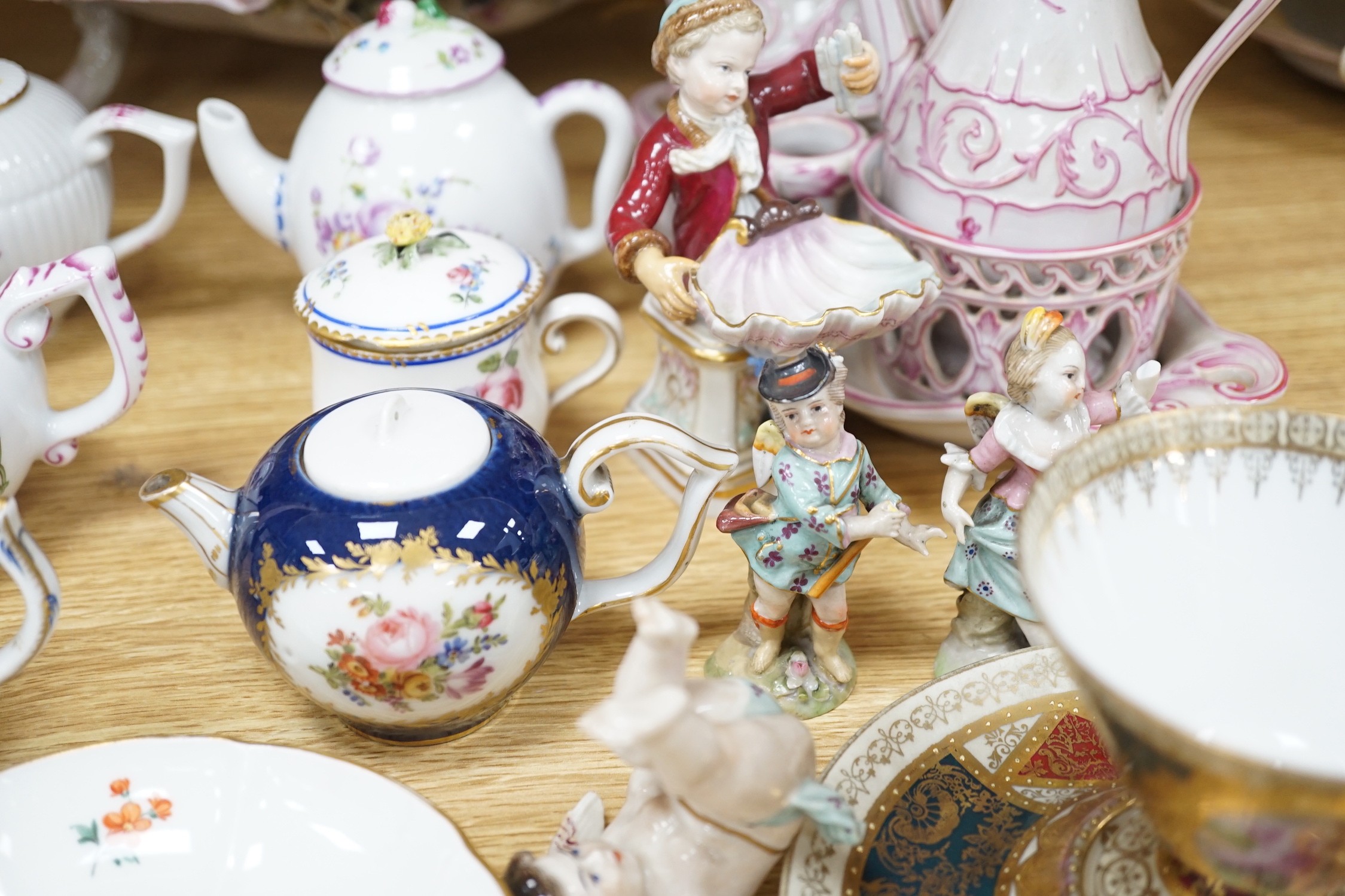 A mixed collection of 19th century and later continental porcelain